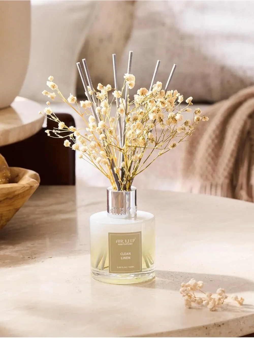 Luxury Clean Linen Reed Diffuser Set 100ml with 8 Sticks - Elegant Home Aroma
